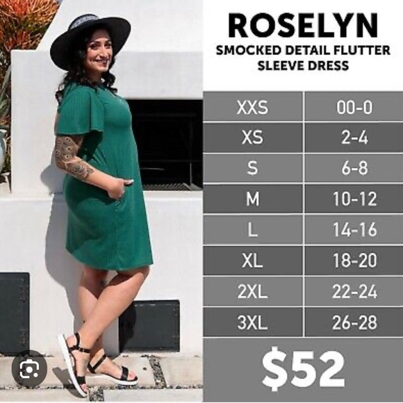 LulaRoe Roselyn style flutter sleeve style dress.Side pockets. Size XL. - Picture 12 of 12